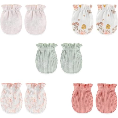 5 Pairs Baby Not Scratch Mittens 0-6 Months New Born Boy Girl Gloves Cute Infant Accessories