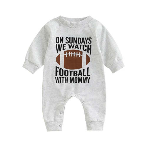 Infant Baby Girl Boy Romper On Sundays We Watch Football With Daddy Mommy Jumpsuit Long Sleeve Pants