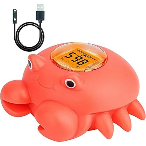 Crab Baby Bath Thermometer - Rechargeable Color Changing LED Water Temperature Sensor for Bath Tubs, Pools & Baby Bathing, Crab Toy with Instant Read, Safe & Fun for Newborn Toddler Kids by BGYTWEYTD