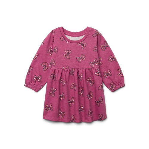 Garanimals Baby Girls Print Babydoll Dress with Long Sleeves, Sizes 0M-24M