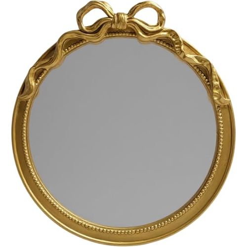 Luxape 24-Inch Gold Bow Resin Mirror – Perfect Decorative Accent for Nursery and Elegant Baby Room Decor (Gold, 26x24in)