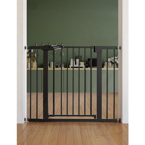 Babelio PressGuard Baby Gate for Stairs, 30" Tall 26"-40" Wide, Black
