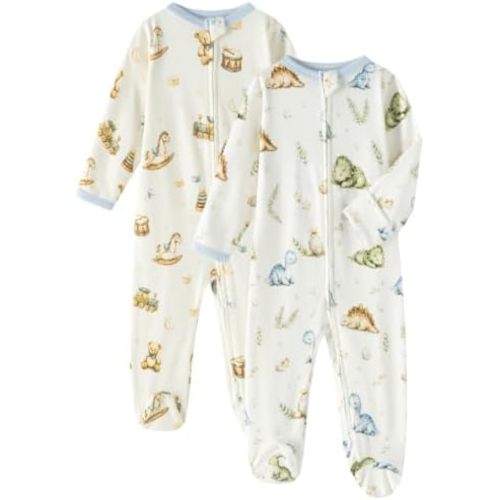 GUISBY Baby Footed Pajamas Cotton Zipper Sleeper, 0-18M