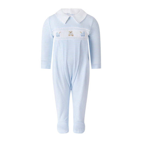 Rachel Riley Pima Blue Pram Embroidered Footie