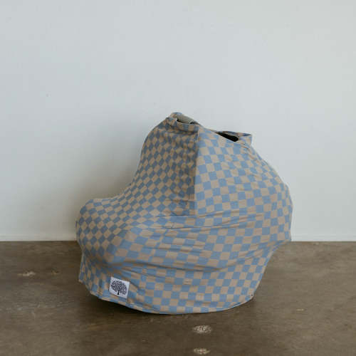 Multi-use Car Seat Cover | Stormy Blue Checker Nursing Cover | Parker Baby Co.