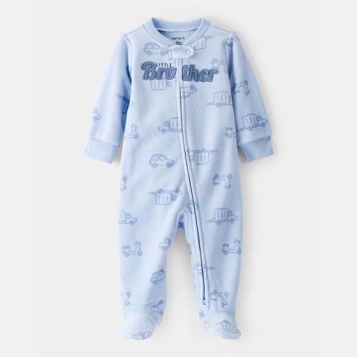 Baby Boy Carter's Firetruck Little Brother Print Loose Fit Long-Sleeve Sleep & Play