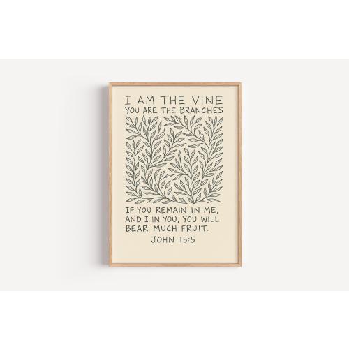 John 15:5 Vine Branches Poster | Matte Vertical Christian Wall Art