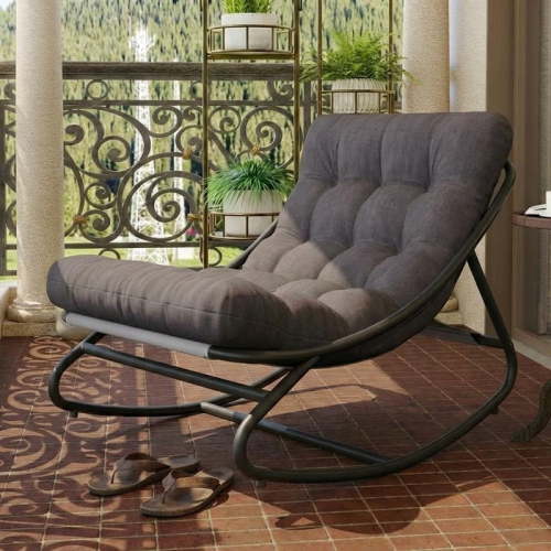 TROPOW Oversized Papasan Rocking Chair – E-Coated Iron Egg-Shaped Frame – Thick Comfortable Cushion – 450 lbs Capacity – Indoor/Outdoor Lounge Recliner – Living Room, Bedroom, Porch