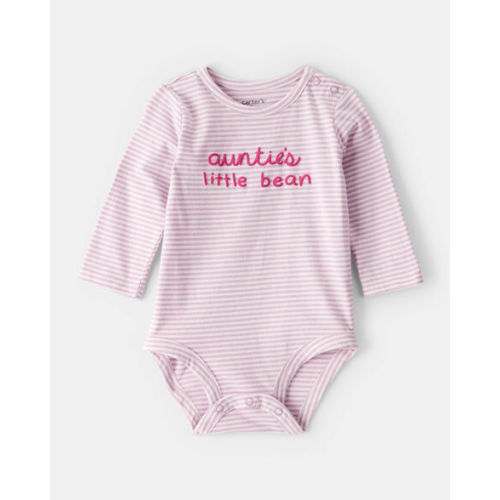 Baby Girl Little Bean Long-Sleeve Graphic Bodysuit - Pink - Carter's | Carter's