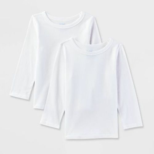 Toddler Adaptive 2pk Long Sleeve T-Shirt - Cat & Jack™ White 3T: Sensory Friendly, Crew Neck