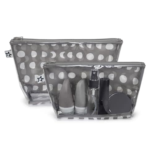 Tiny Twinkle Diaper Bag Organizing Pouches | 2 Pack Mess-Proof Travel Organizer Bags with Structured Bottom & Clear Front | TSA Approved Toiletry Bag Set for Baby and Mom Essentials (Luna)