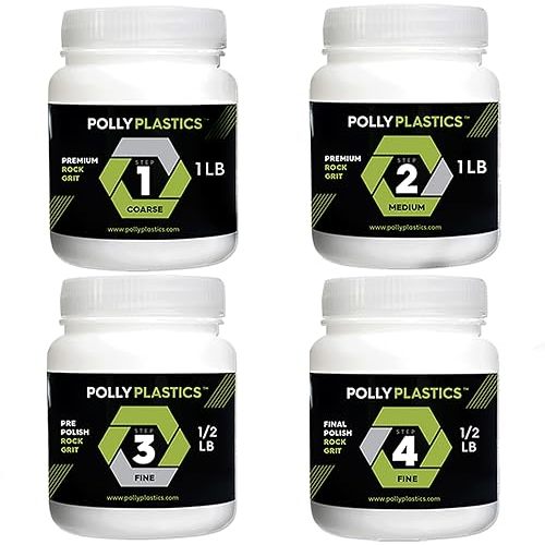Polly Plastics Rock Tumbler Grit and Polish Refill Media Kit | 4-Steps Supplies for Tumbling and Polishing Stones and Gems | Professionals Adults and Kids | Polish 20lbs of Rocks