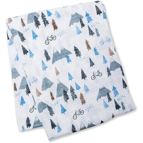Lulujo Baby 100% Cotton Muslin Swaddle Blanket, 47 x 47-Inches, Mountain Top