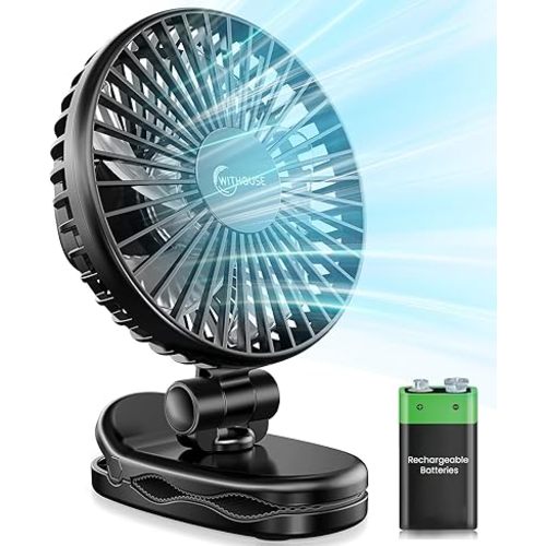 Portable Clip on Fan - 4000mAh Rechargeable Battery Operated Fan, 3 Speeds Mini Desk Fan with 540° Adjustable Head, Ultra-Quiet Personal fan for Home, Office, Stroller, Travel