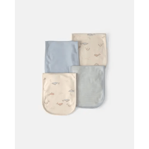 Baby 4-Pack Whale Burp Cloths