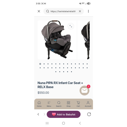 Nuna PIPA RX Infant Car Seat + RELX Base – Twinkle Twinkle Little One