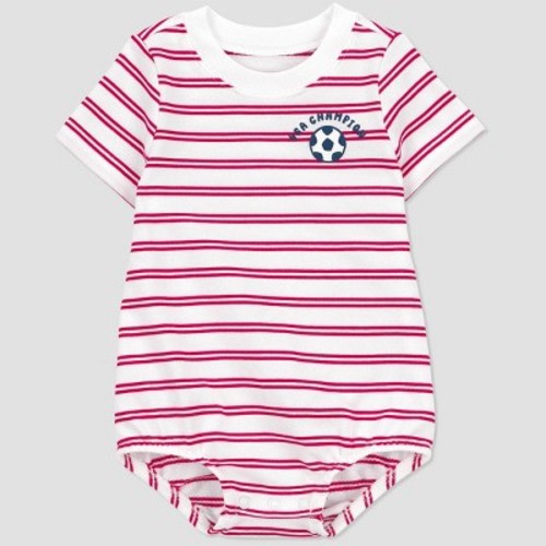 Carter's Just One You® Baby Boys' Striped USA Bubble Romper - White/Red 3M