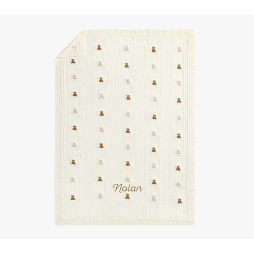 Dreamy Luxe Knit Teddy Bear Baby Blanket
