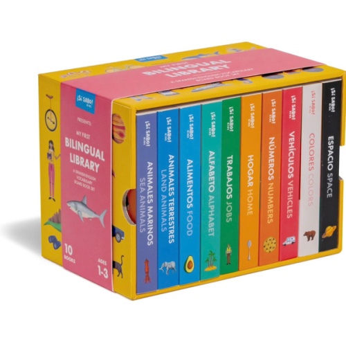 My First Bilingual Library: A Spanish-English Vocabulary Board Book Set of Colors, Numbers, Animals, ABCs, and More (Si Sabo Kids)