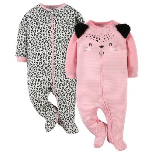 Gerber Baby Girls' Sleep 'N Plays - Leopard - 0-3 Months - 2-Pack