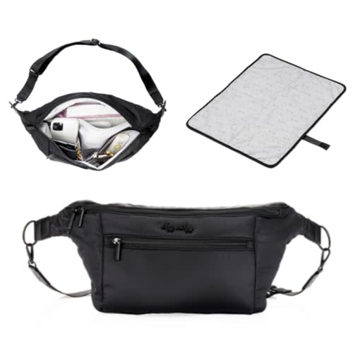 Itzy Ritzy Adjustable Strap-Wear as a Crossbody, Belt Shoulder Bag, Black, Small