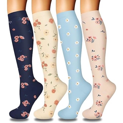 4 Pairs Compression Socks for Women Circulation-Best Support for Nurses,Running,Athletic,Travel