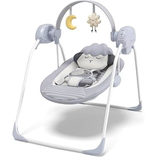 Baby Swings for Infants, Portable Baby Swing with 5-Speed, with Music and Timing for 0-9 Months 6-20 lbs