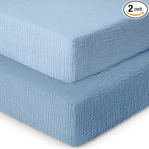 Dreamology Mini Muslin Crib Sheets,100% Cotton Mini Crib Sheets,2 Pack