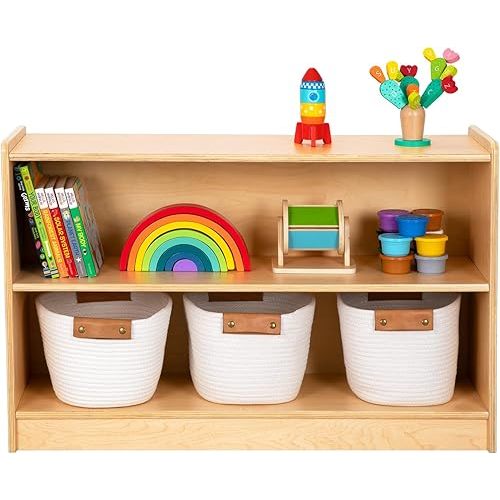 OOOK Montessori Shelf, Toy Organizers and Storage, 2-Tier Toddler Bookshelf Suitable for Classroom, Kindergarten, Kids Room, Playroom and Daycare Center