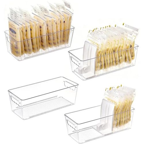 Vtopmart 4 Pack Breast Milk Storage Bags Container with Adjustable Dividers