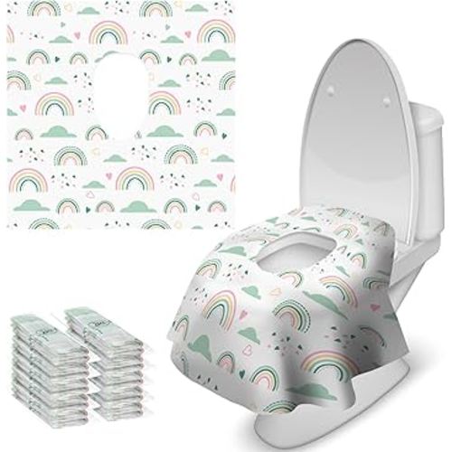 Blissful Diary 20 Pcs Toilet Seat Covers Disposable for Toddlers & Adults, Extra Large Waterproof, Portable Package for Travel, Kids Potty Training