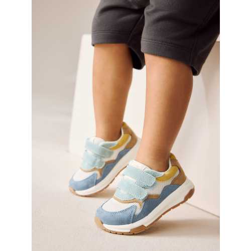 Blue Multi Suede Touch Fastening Trainers