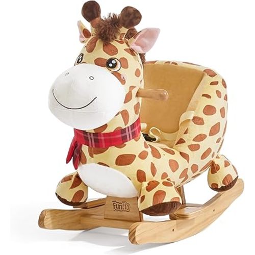 FUNLIO Giraffe Baby Rocking Horse for Toddlers 6 Months to 3 Years, Playful & Vivid Giraffe Rocker for Baby, Stuffed Plush Ride-on Rocking Animal, Easy to Assemble, Nursery, CPC & CE Certified