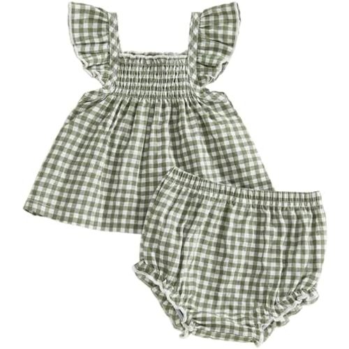 Mubineo Baby Girl Summer Clothes Cute Ruffle Tops Dress Shorts Outfits Set Infant Toddler Shrit Bloomers Princess Outfit