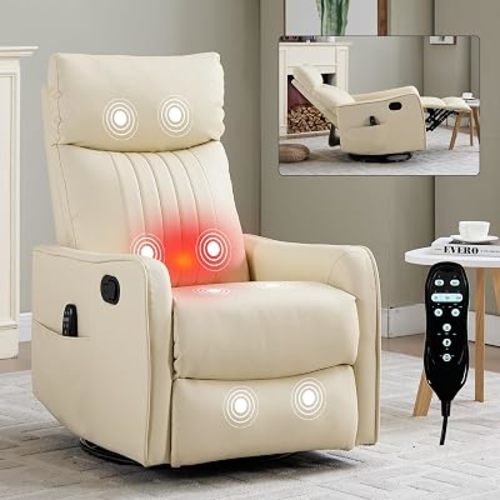 High Back Massage Recliner with Heat, Swivel Rocking Chair for Small Spaces