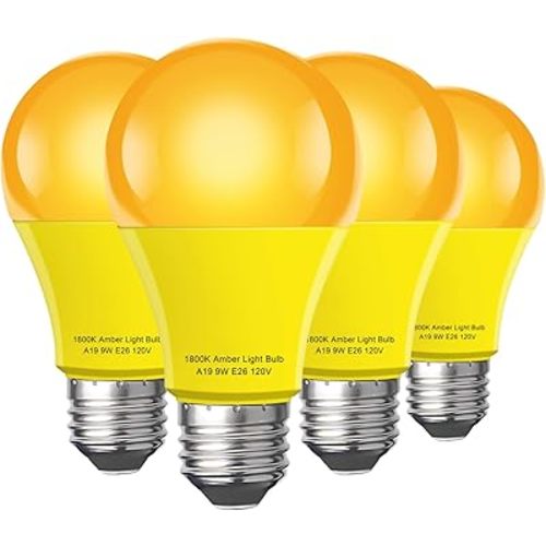 Amber Sleep Light Bulb 2 Pack，Dimmable 1800K Warm Light Bulbs for Healthy Sleep,Blue Light Blocking,A19 9W(60W Equivalent) E26 Base Amber Light Bulbs for Bedroom, Baby Nursery Room