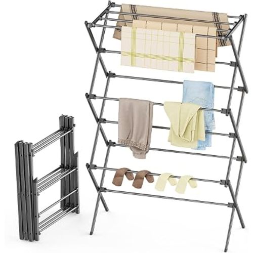 Clothes Drying Rack Foldable, Collapsible, Grey