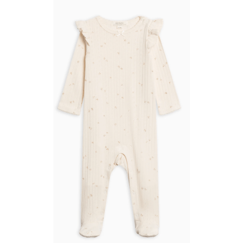 Addy Brushed Back Pointelle Flutter Sleeve Footed Romper 3-6