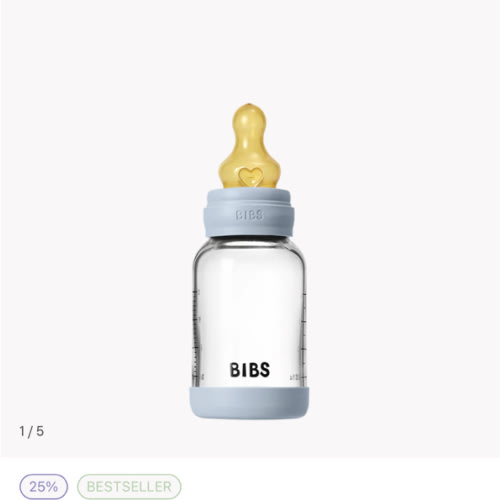 BIBS Baby Glass Bottle Set 4oz Latex - Blush | Anti-Colic Design – Bibsworld store US