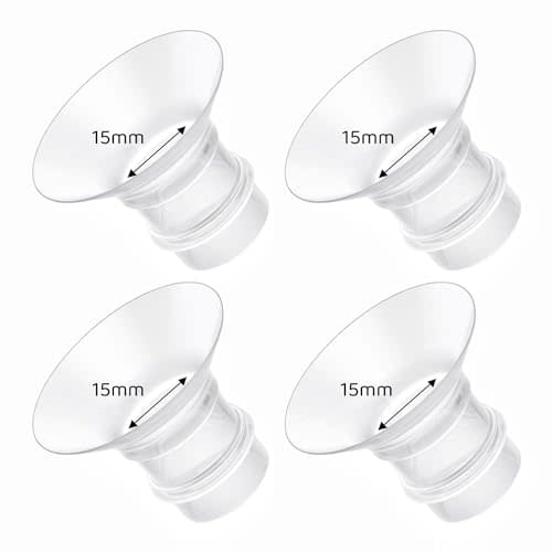 Flange Inserts 15mm Compatible with Medela/Spectra/TSRETE/Elvie/Momcozy/Bellababy Breast Pump 24mm Shields/Flanges, Reduce 24mm Nipple Tunnel Down to 15 mm, 4PCS