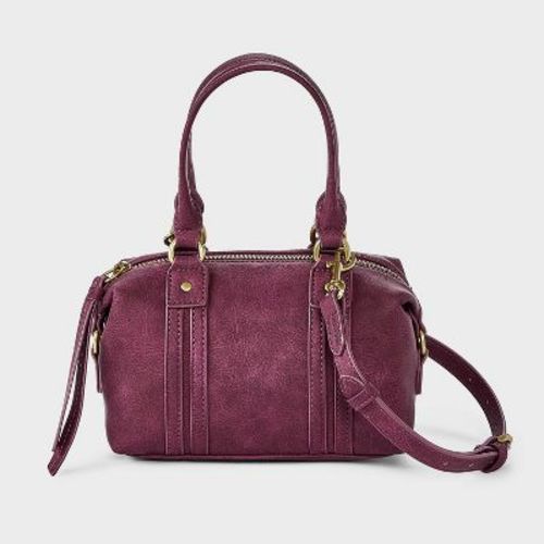 Faux Leather Distressed Small Satchel Crossbody Bag - Universal Thread™ Dark Red