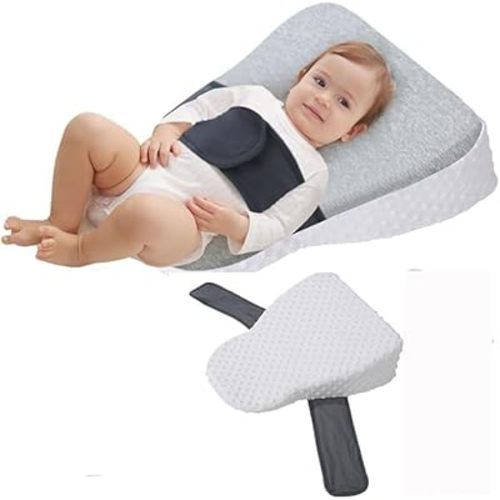 Wedge-Pillow Reflux Breastfeeding Pillow for Reducing Spit-Up, Anti-Roll Nursing Pillowcase for Nursing and Breast
