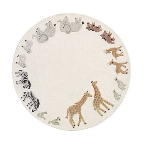 Safari Animals Border Round Rug, 5ft Round, Multi
