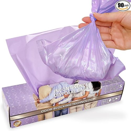BOS Odor-Sealing Incontinence Disposable Bags - Scent & Smell Free (90 Bags) [Size Small, Color lavender] ★Brand-new packaging!