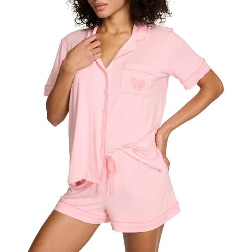 Victoria's Secret Modal Pajama Set, Short Sleeve Button Down Shirt and Shorts, Sleepwear for Women (XS-XXL)