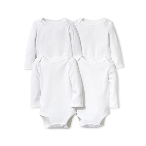 Little Star Organic Baby Unisex 4 Pk Long Sleeve Bodysuits, Size Preemie-24 Months