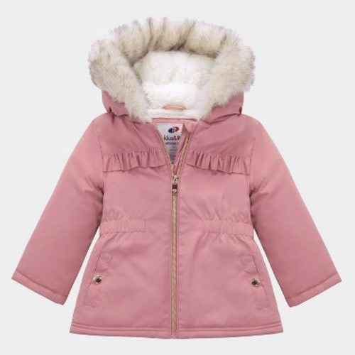Rokka&Rolla Toddler Girls' Fleece Lined Parka Jacket Puffer Coat-Rose Pink, size 12-18 Months