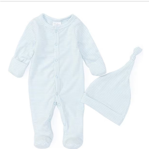 Starting Out Baby Boys Long Sleeve Stripe Footie Coverall & Knot Hat 2-Piece Set