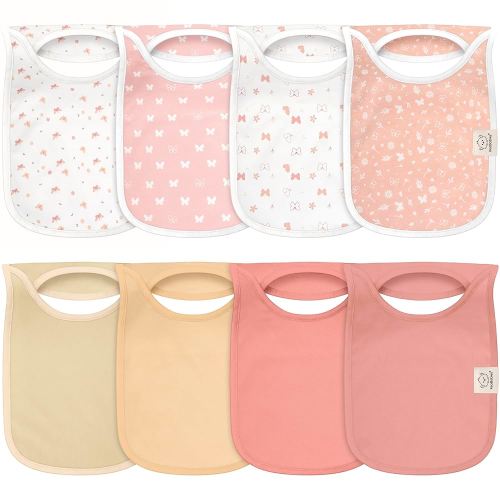 8-Pack Baby Bibs for Boys, Girls - Pullover Bibs for Drooling Teething Baby Girl & Boy Toddler, Newborn, Soft & Absorbent, Cute Colors, Large Torso Coverage Keep Infant Clean & Dry (Butterflies)