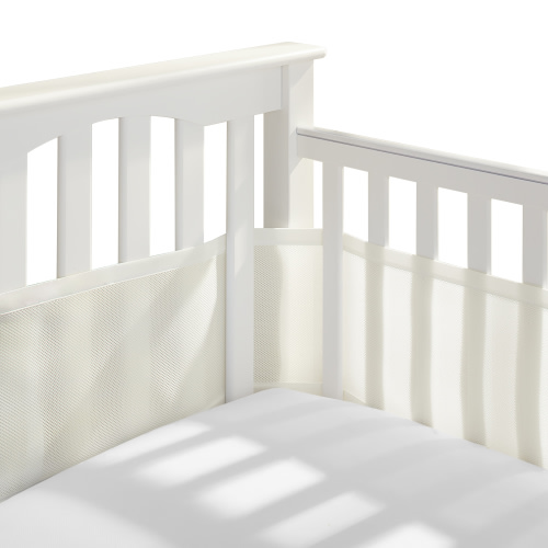 BreathableBaby Breathable Mesh Liner for Full-Size Cribs, Classic 3mm Mesh, Ecru (Size 4FS Covers 3 or 4 Sides)